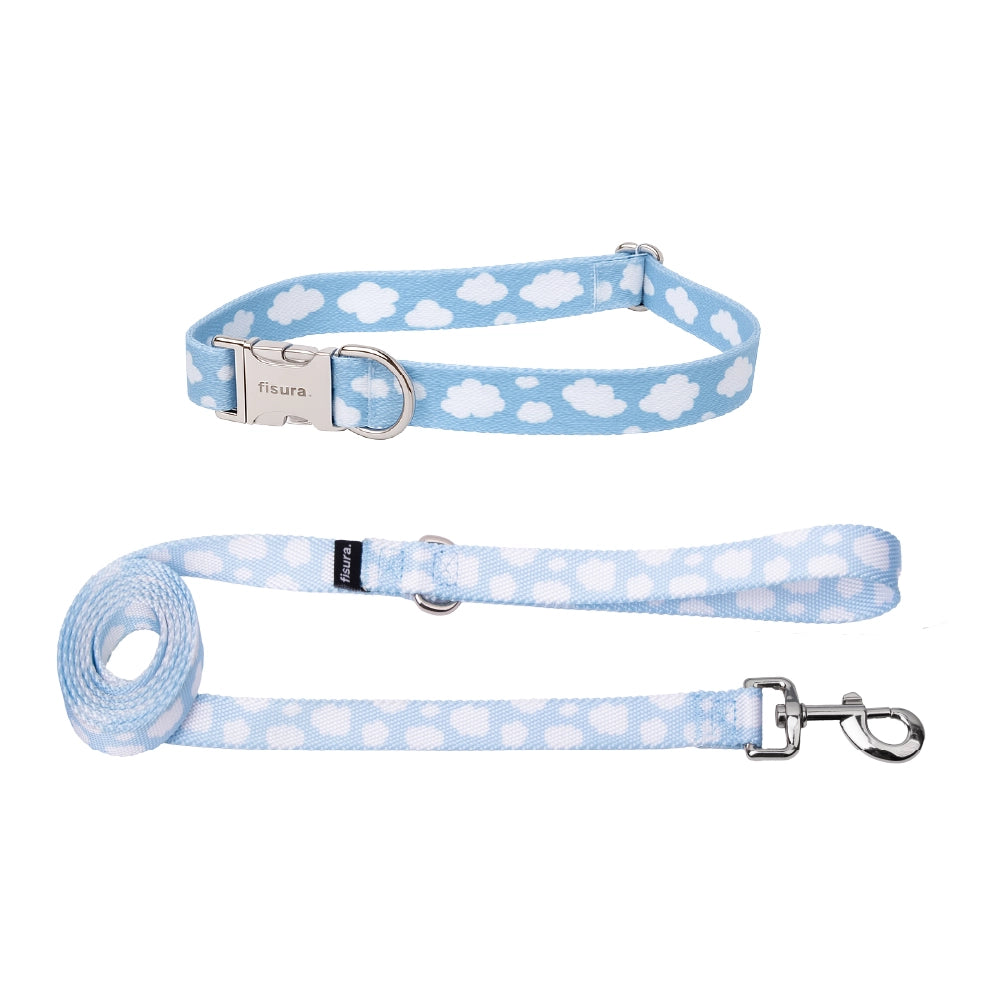 Pack de collar y correa "Nubes" S-M