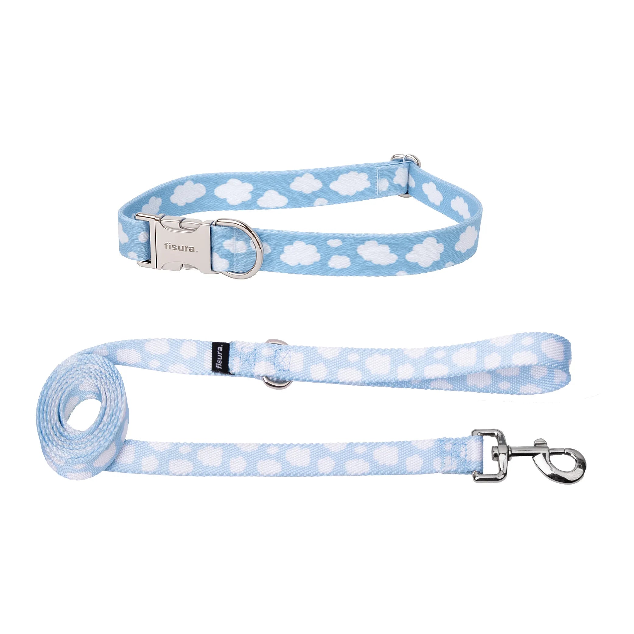 Pack de collar y correa "Nubes” L