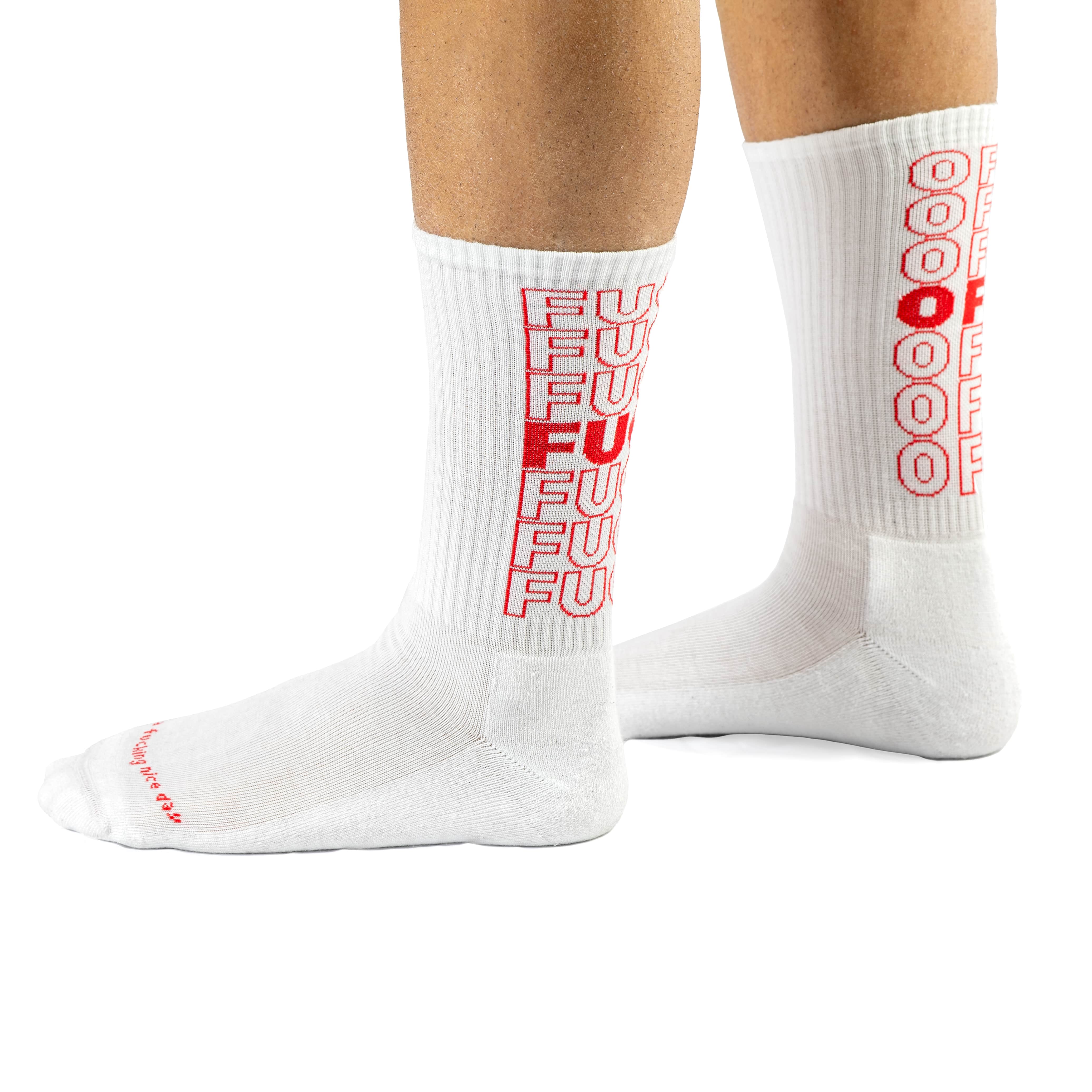 Par de calcetines Unisex "Fuck Off" Contornos Rojo