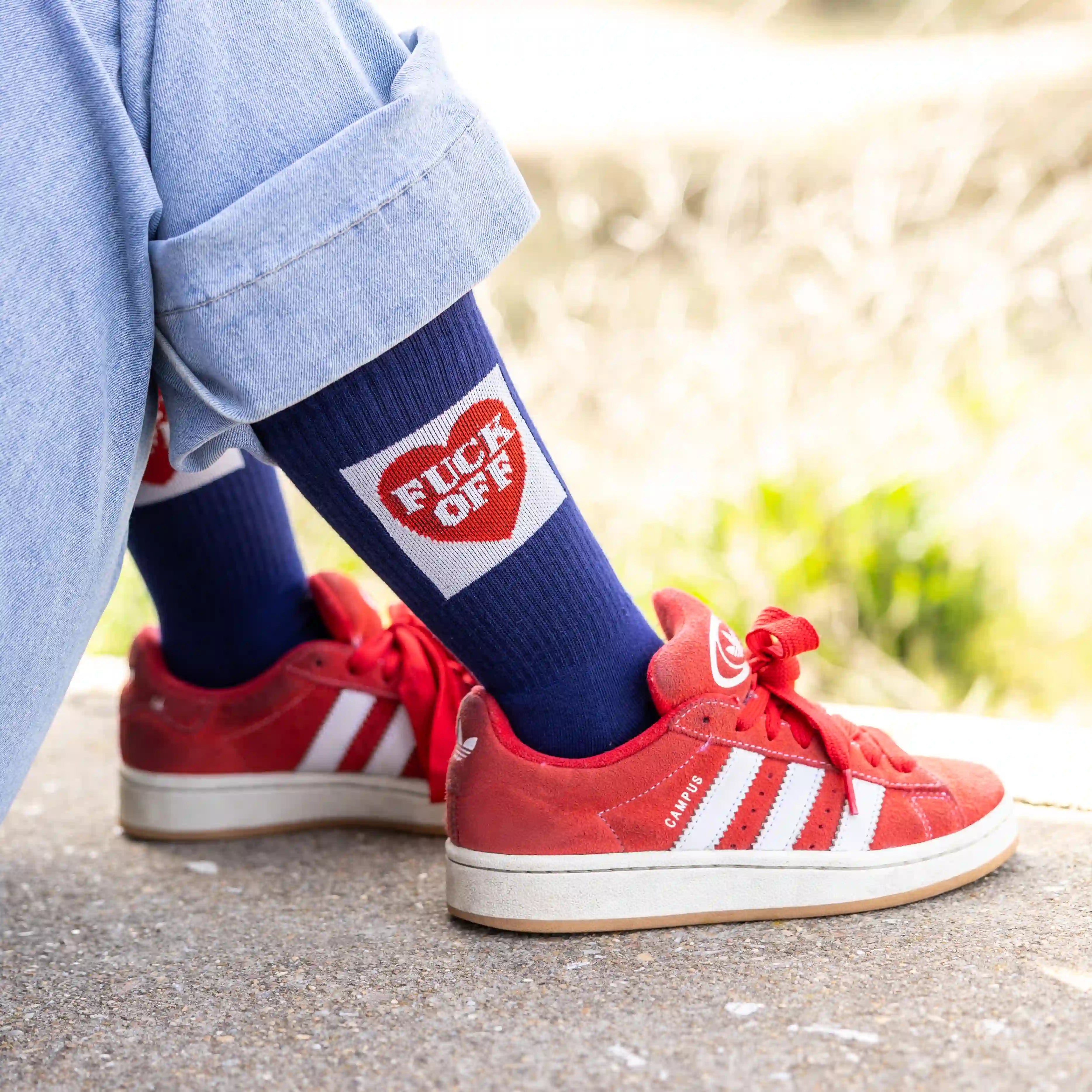 Calcetines Unisex “Fuck off” corazón azul