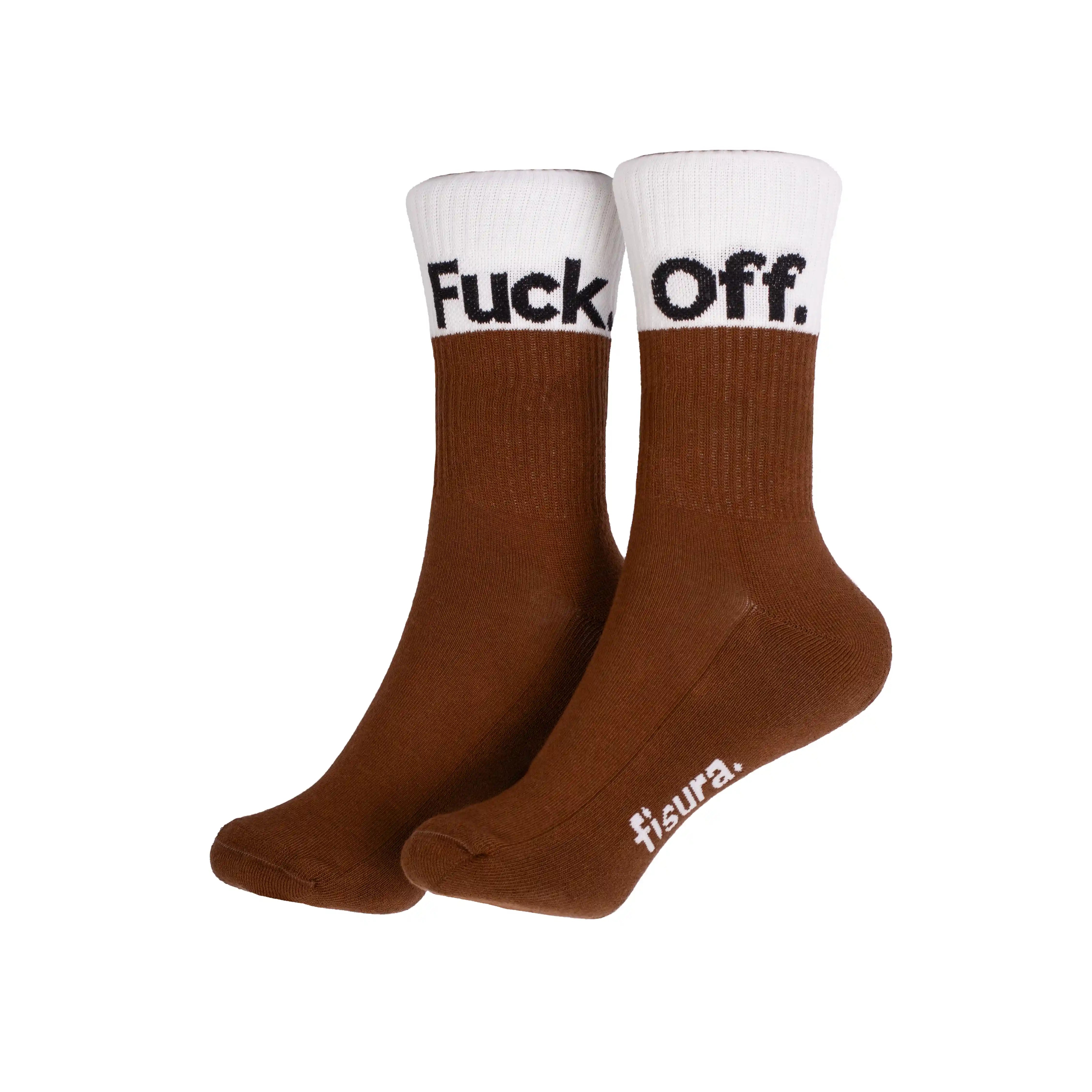 Calcetines Unisex "Fuck off" mocha mousse