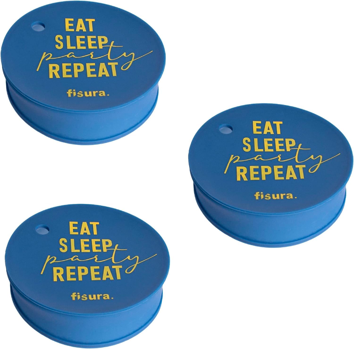 Tapa vasos antidroga “Eat, Sleep, Party, Repeat” 3 unidades