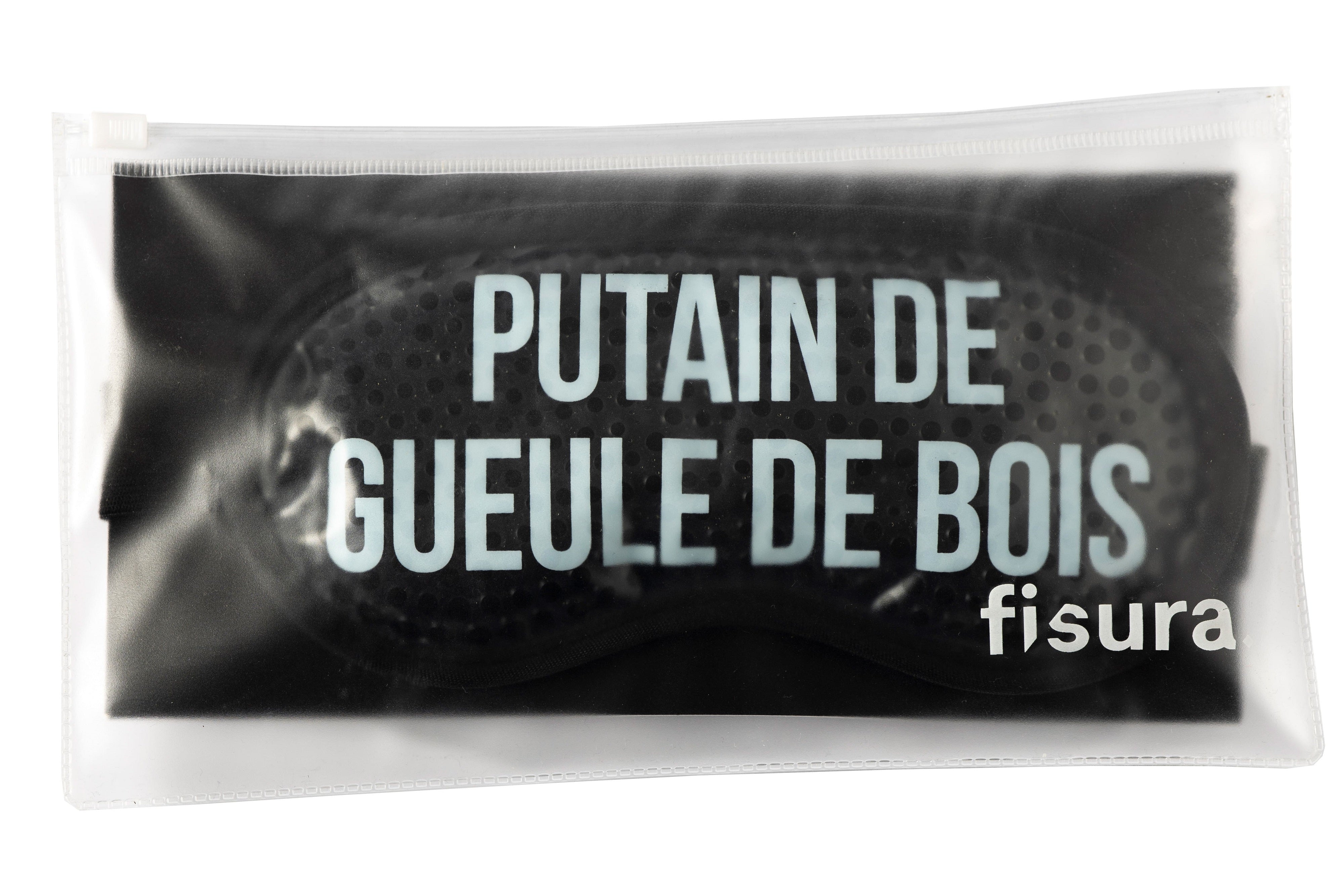 Antifaz de gel “Putain de geule de bois” negro