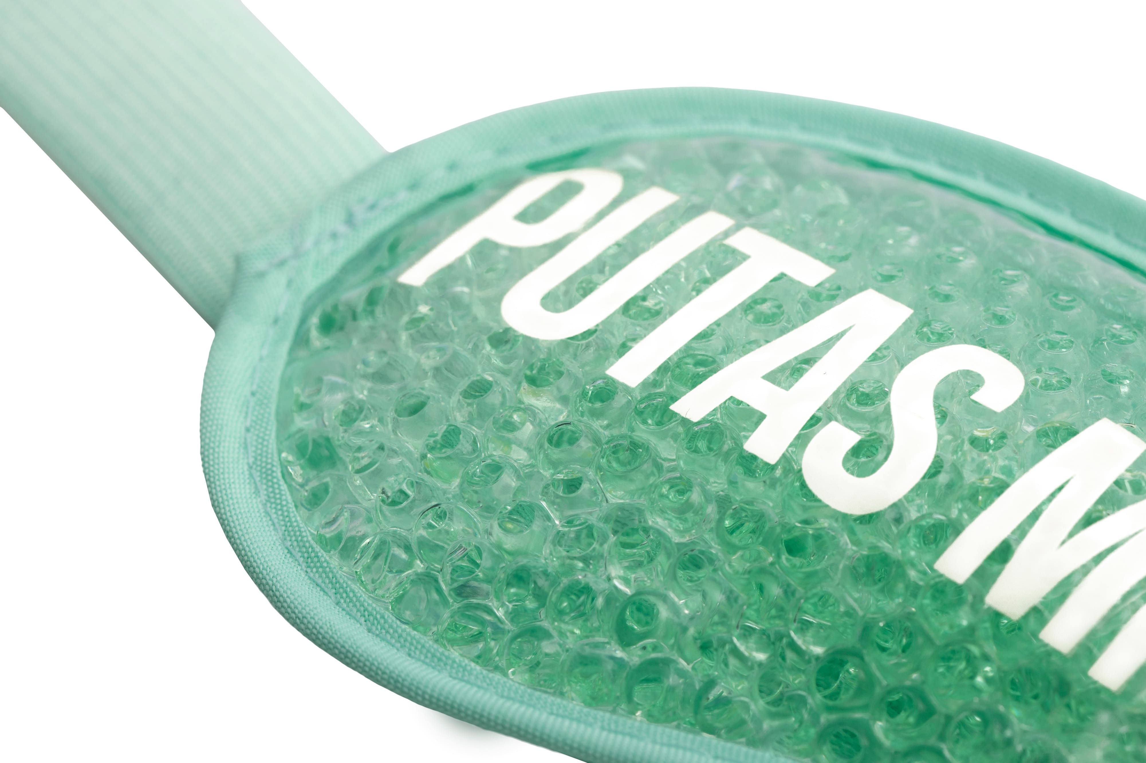 Antifaz de gel “Putas migrañas” verde menta