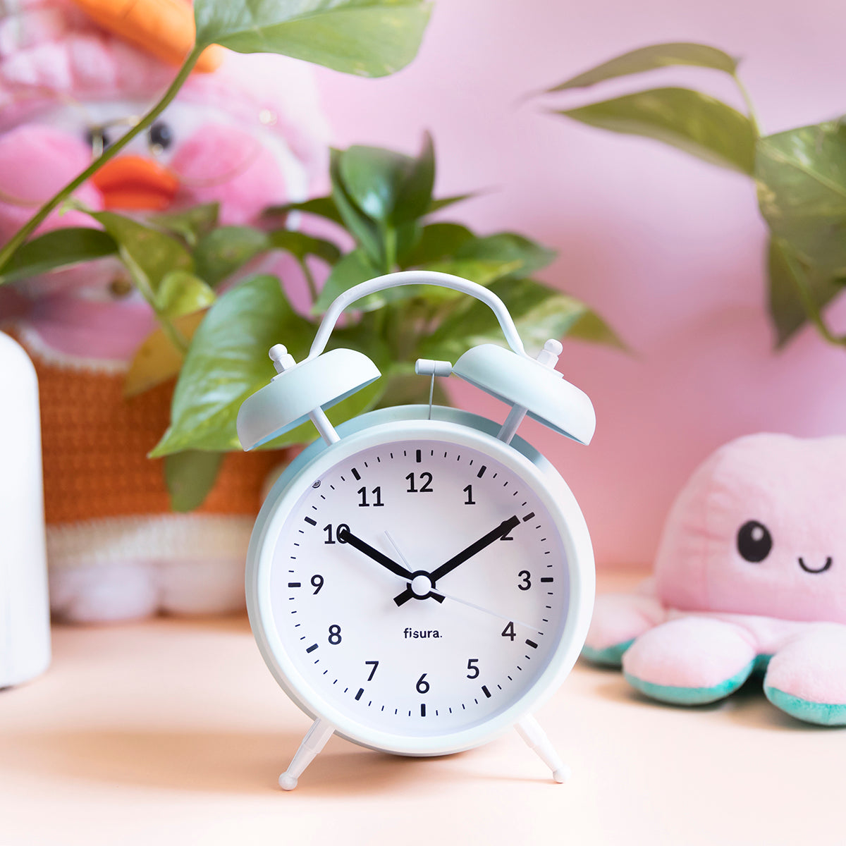 Reloj despertador Retro Menta & Blanco