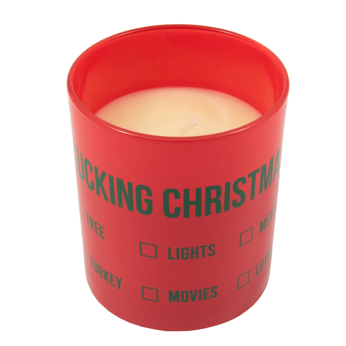 Vela de vaso tick "Fucking Christmas" rojo y verde