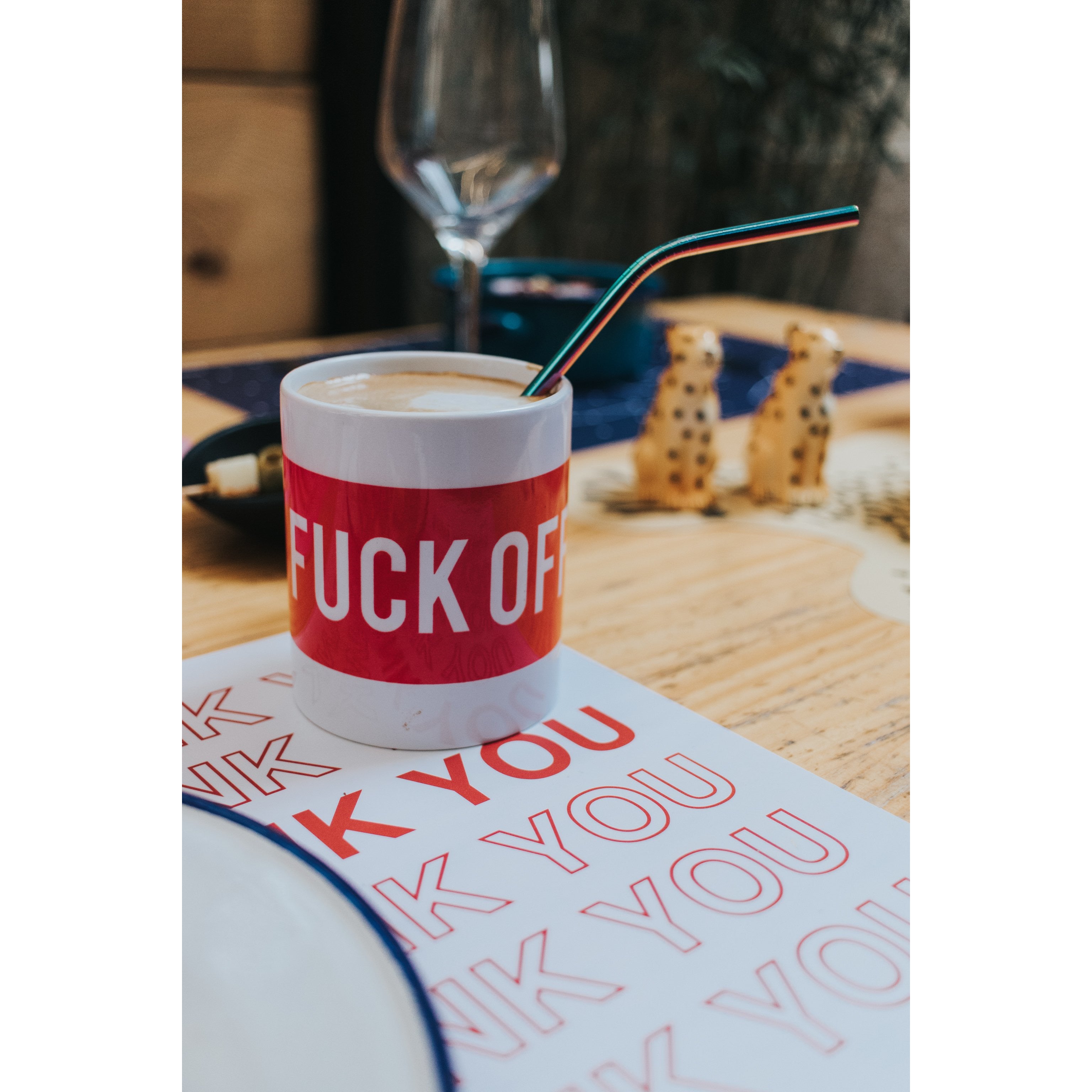 Taza 'Fuck Off' Blanco/ Rojo