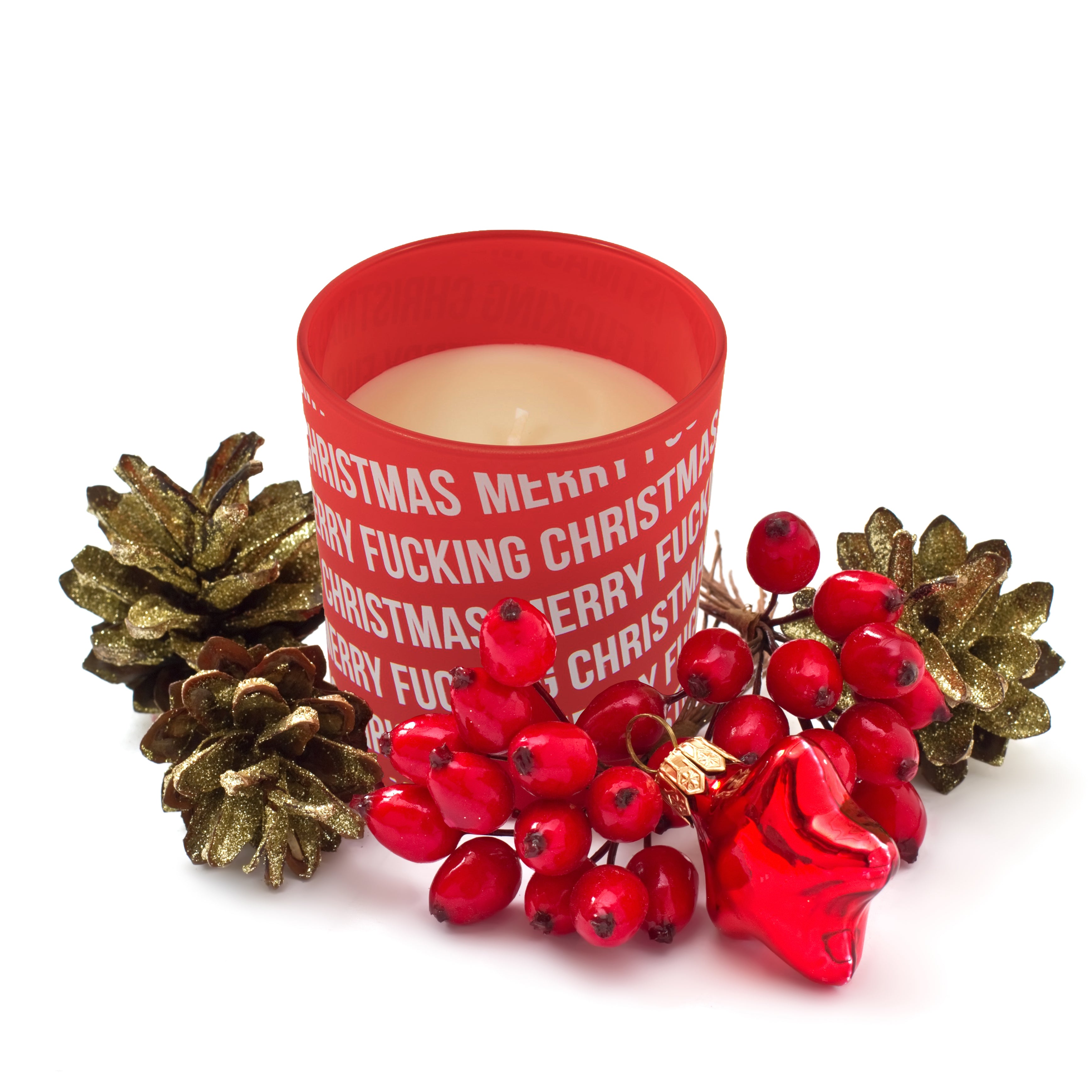 Velas de vaso patrón "Fucking Christmas" - Pack Rojo y Negro