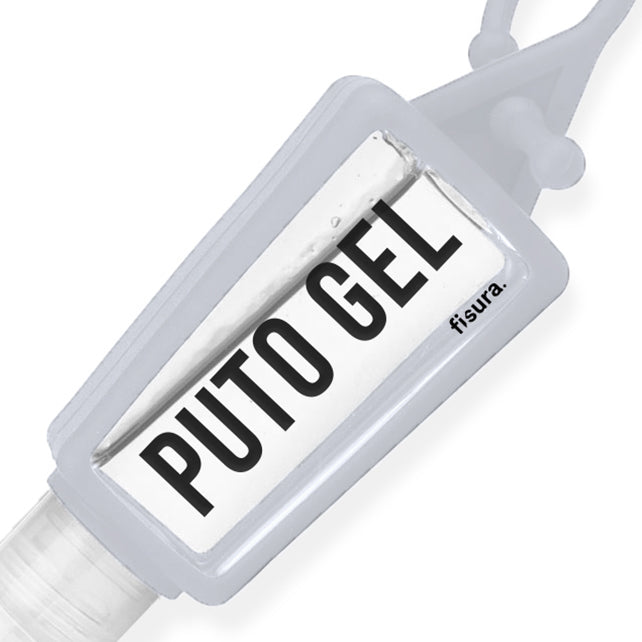 Botella colgador "Puto gel" Blanco