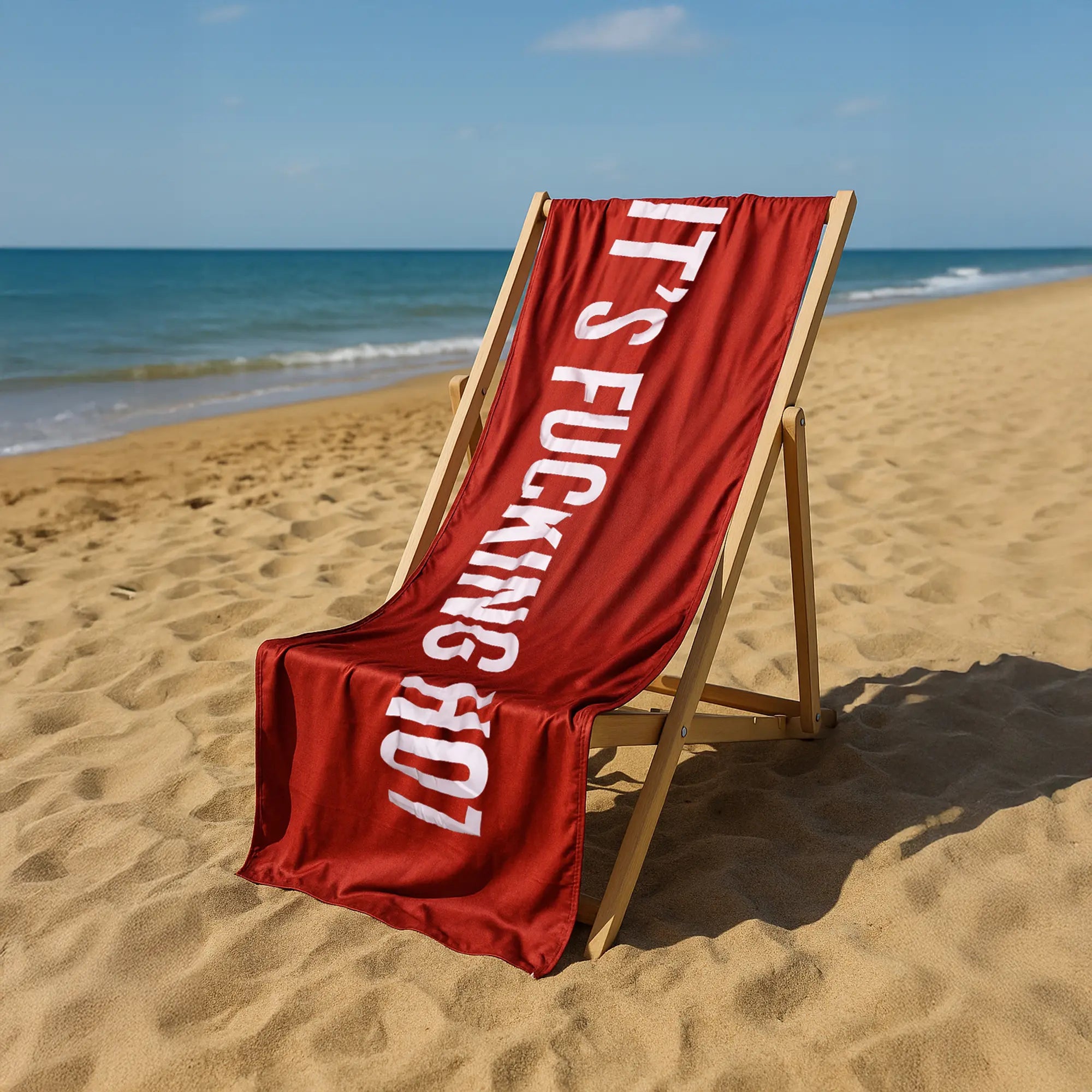 Toalla playa "it's fucking hot" rojo