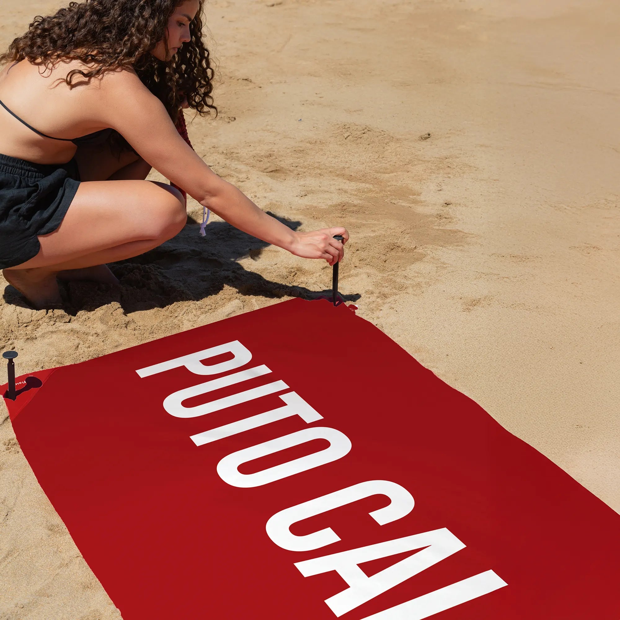 Toalla playa "puto calor" rojo