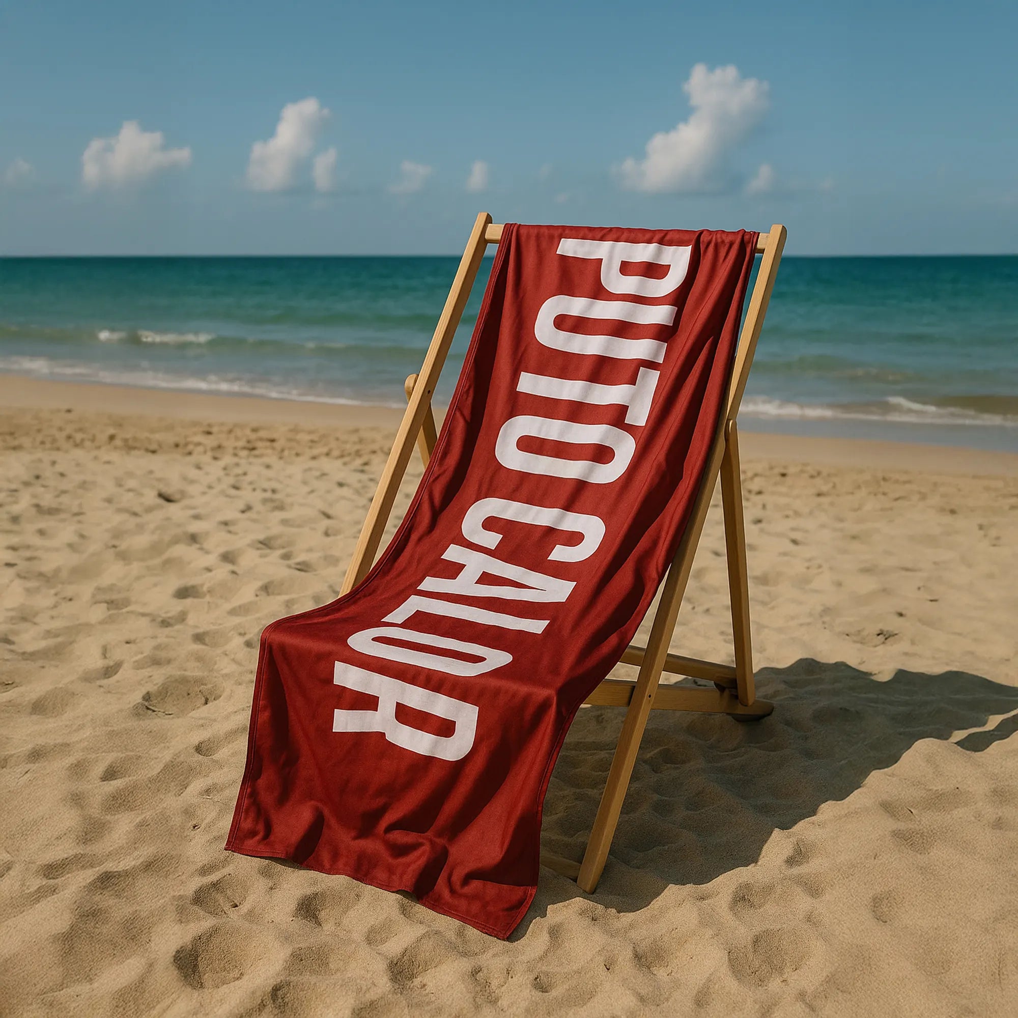 Toalla playa "puto calor" rojo