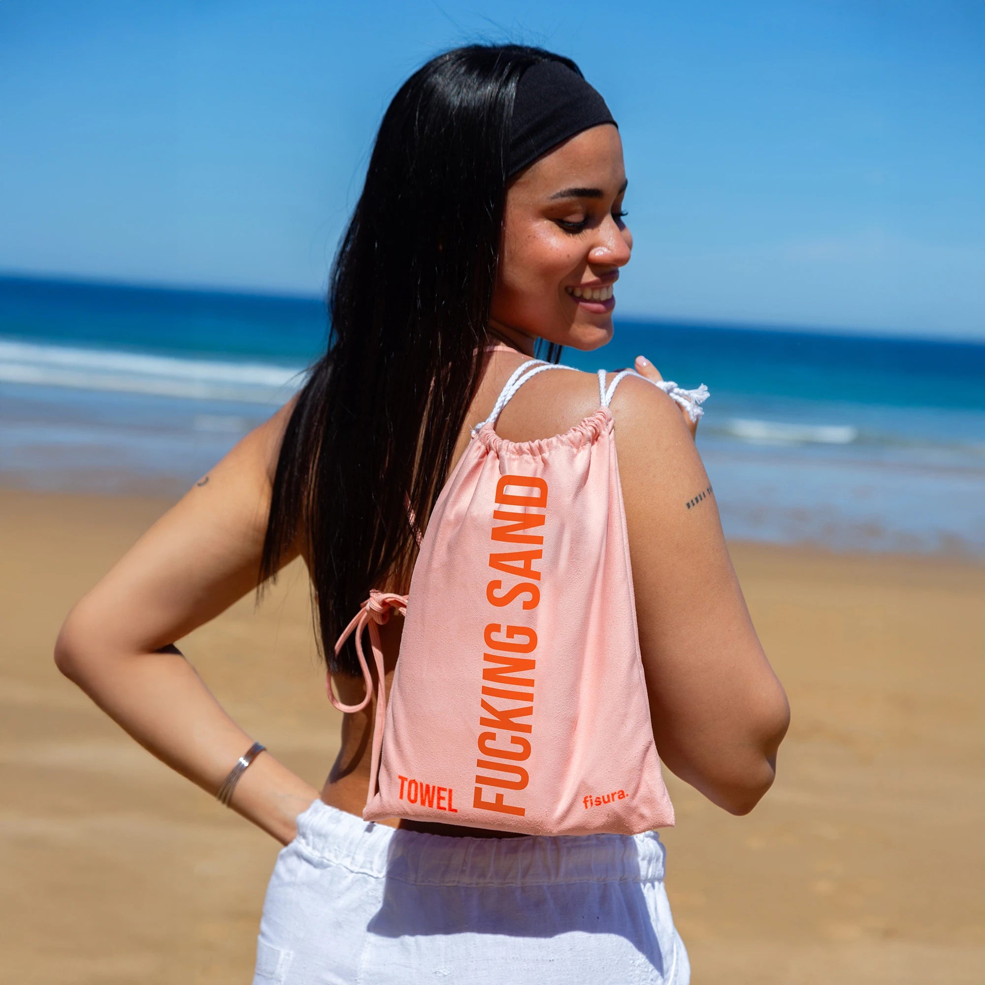 Toalla playa "fucking sand" naranja