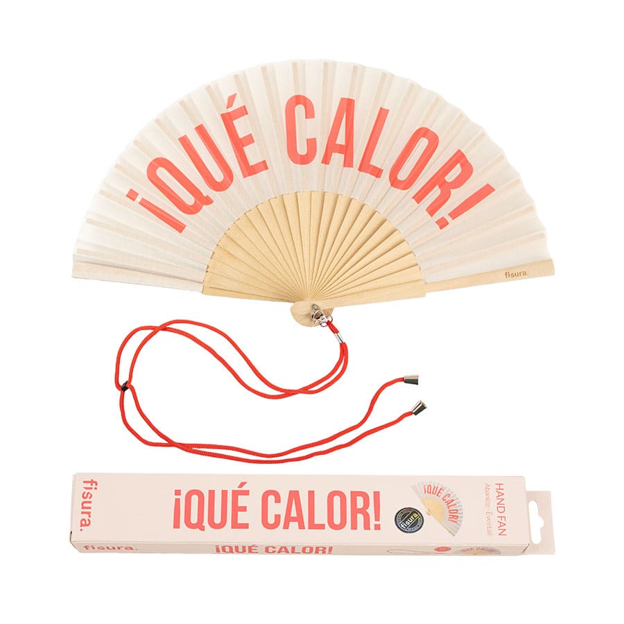 Abanico "Qué calor" beige