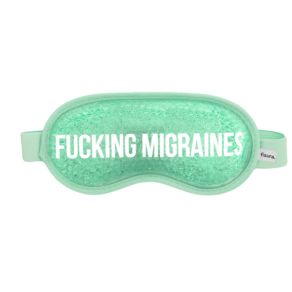 Antifaz de gel “Fucking migraines” verde menta