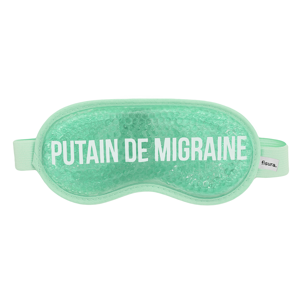 Antifaz de gel “Putain de migraine” verde menta