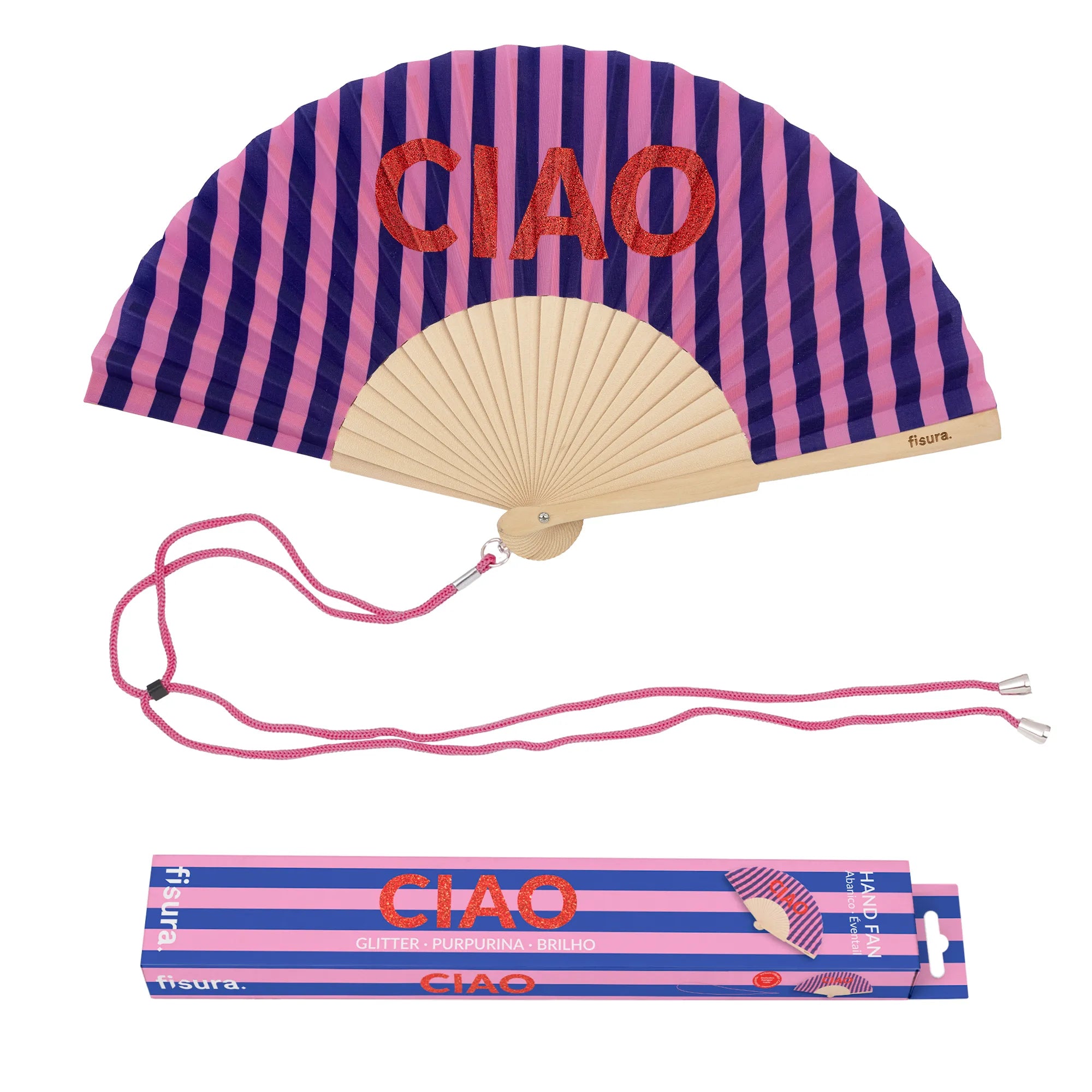 Handfächer „Ciao“ mit Glitzer