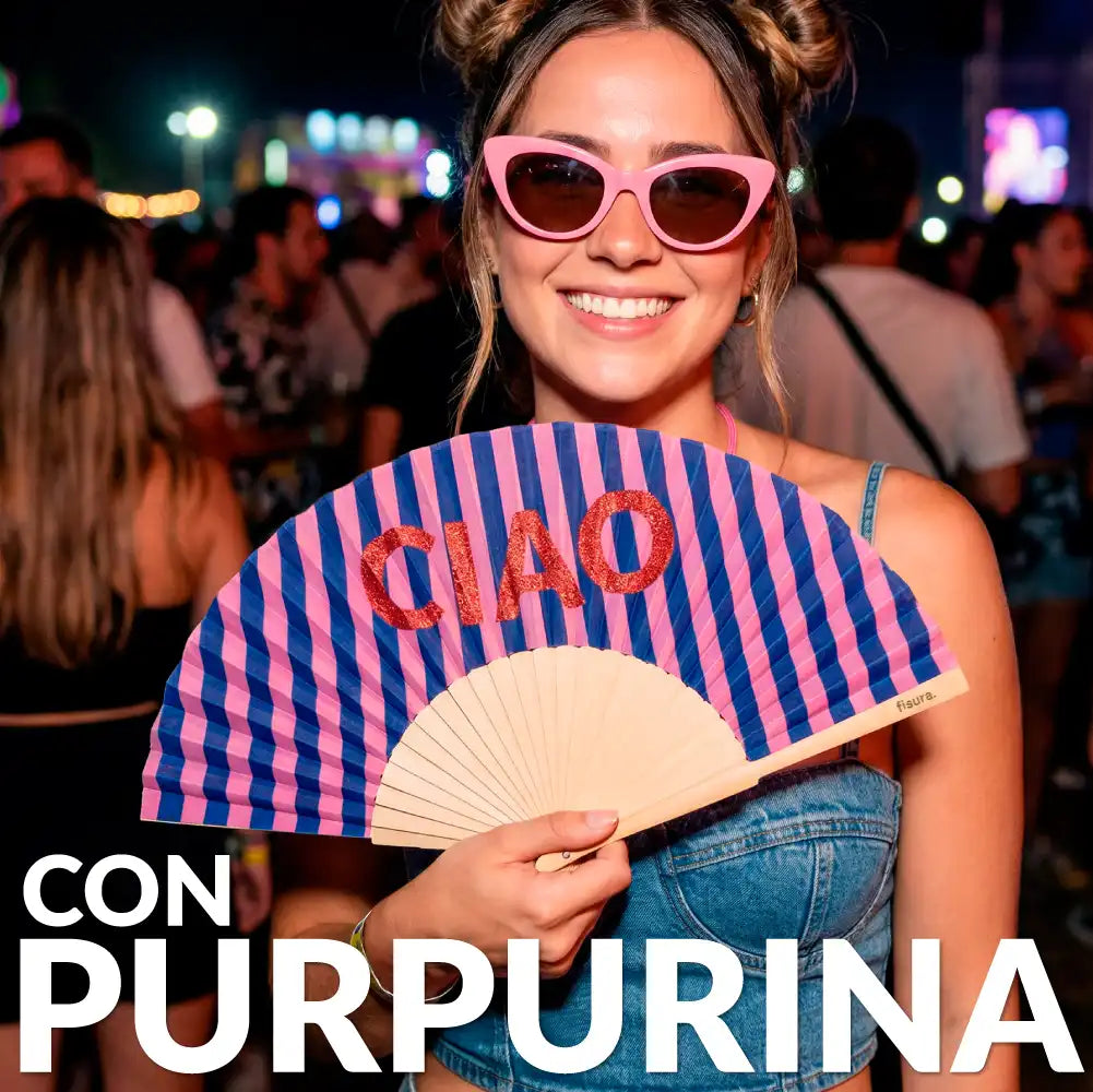 Handfächer „Ciao“ mit Glitzer