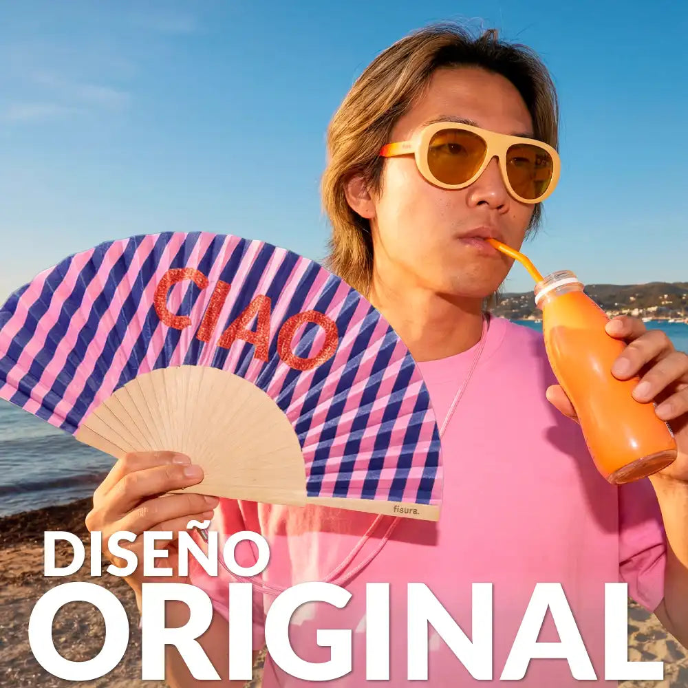 Handfächer „Ciao“ mit Glitzer