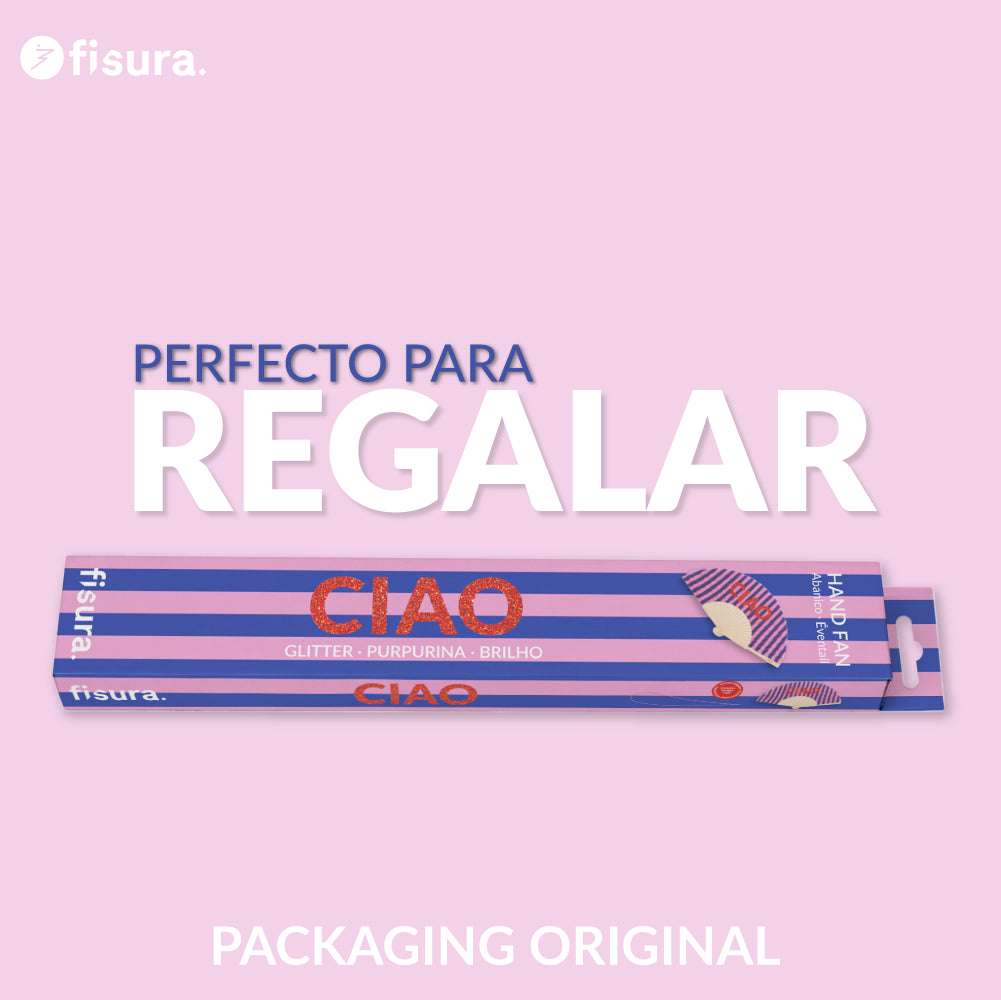 Handfächer „Ciao“ mit Glitzer