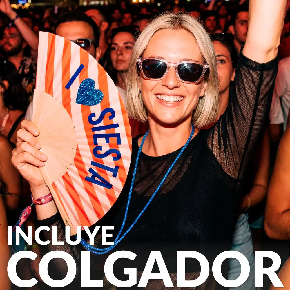 Handfächer „I love siesta“ mit Glitzer