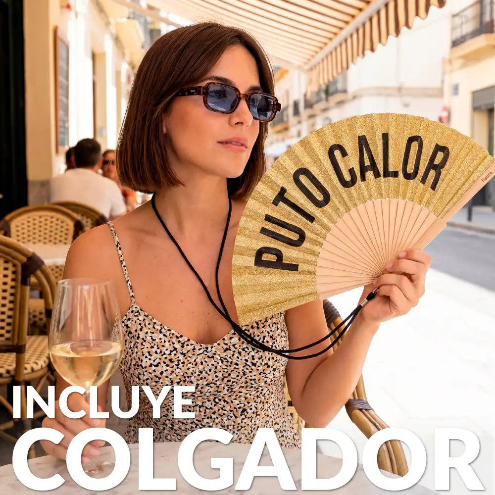 Abanico "Puto calor" purpurina