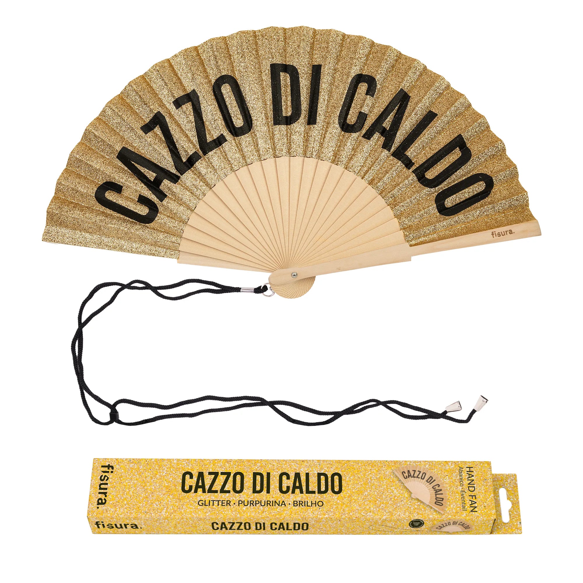 Abanico "Cazzo di caldo" purpurina