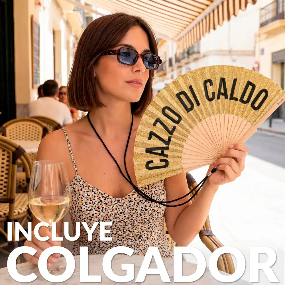 Abanico "Cazzo di caldo" purpurina