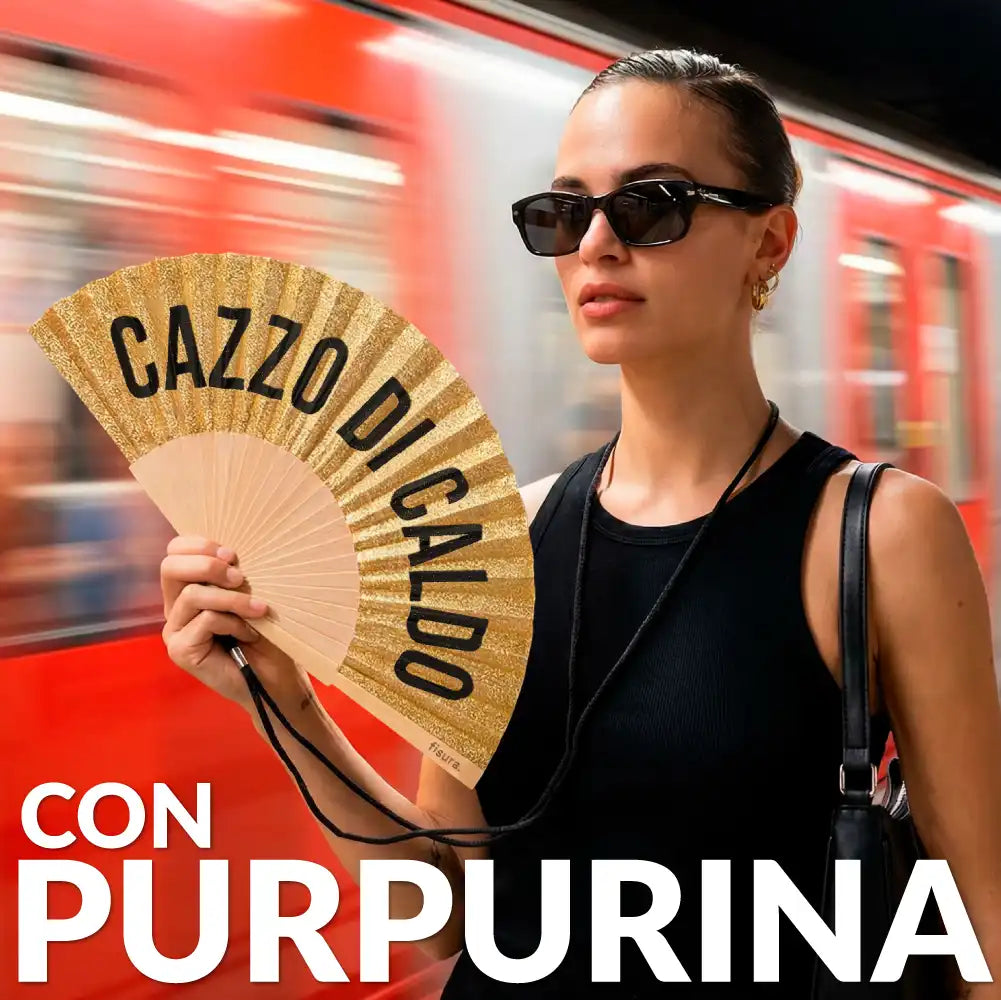 Abanico "Cazzo di caldo" purpurina