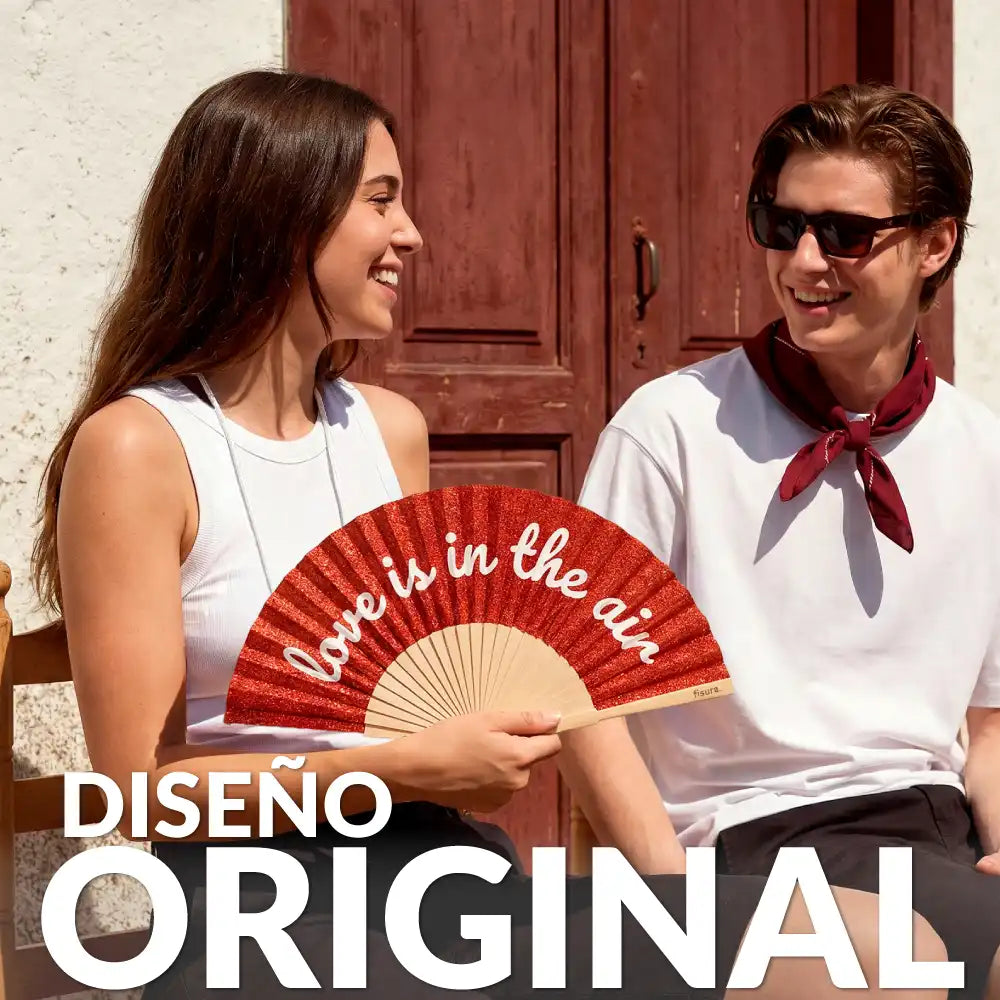 Abanico “Love is in the air” purpurina