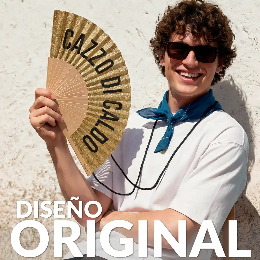 Abanico "Cazzo di caldo" purpurina