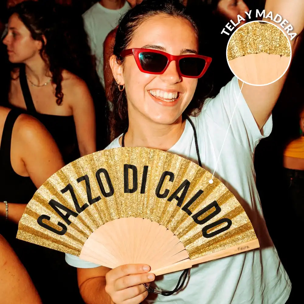 Abanico "Cazzo di caldo" purpurina