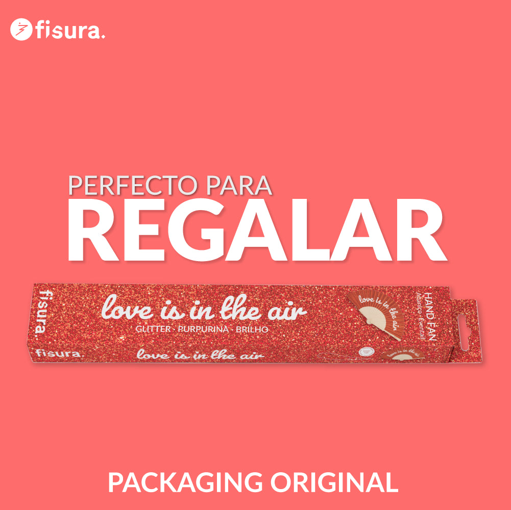 Abanico “Love is in the air” purpurina