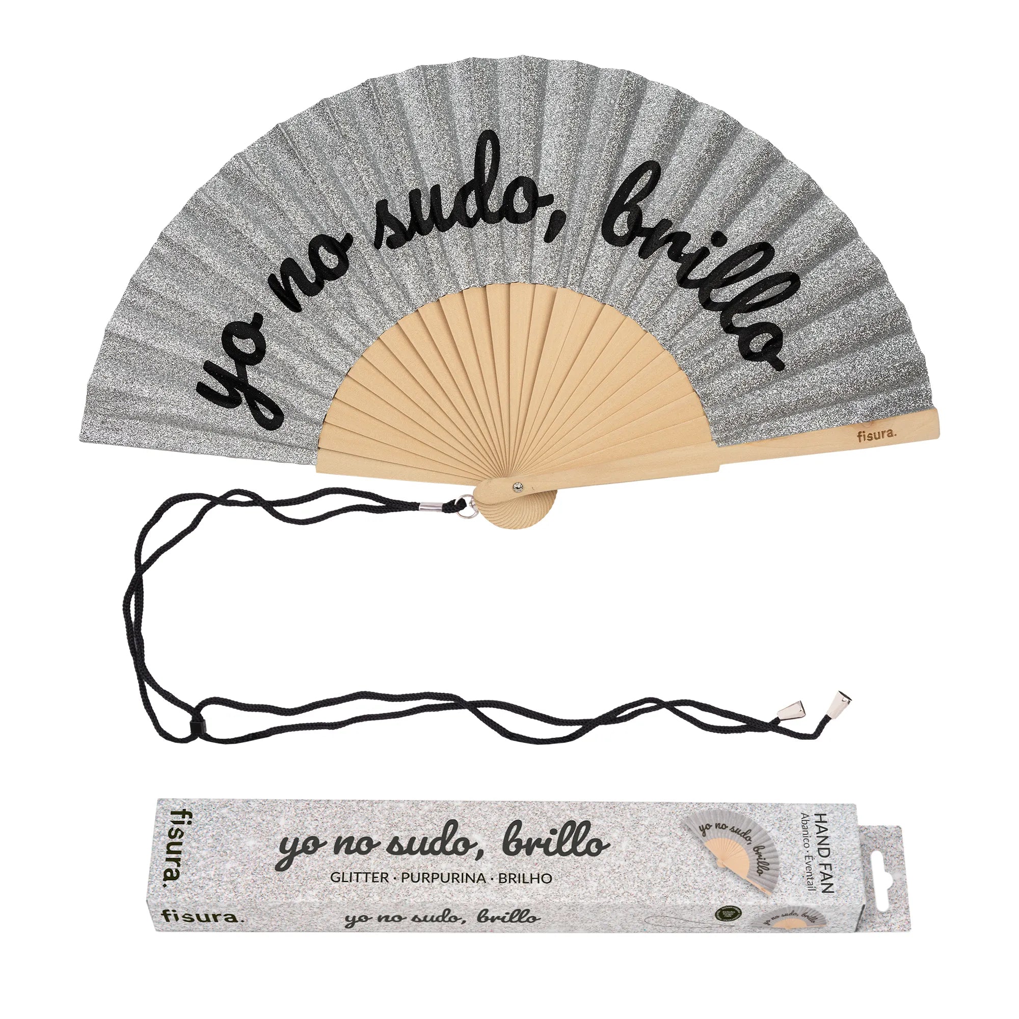 Handfächer „Yo no sudo, brillo“ Glitzer