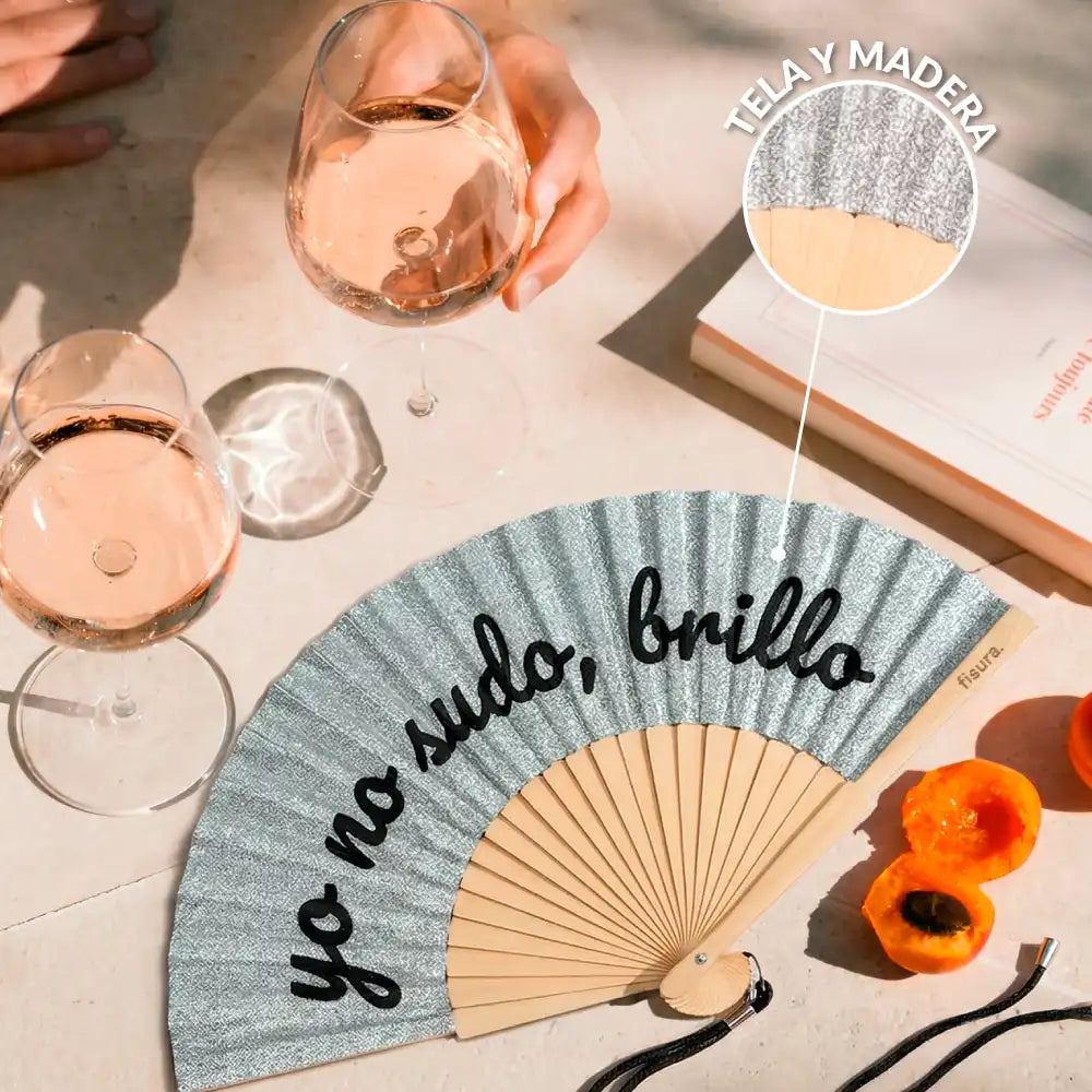 Handfächer „Yo no sudo, brillo“ Glitzer