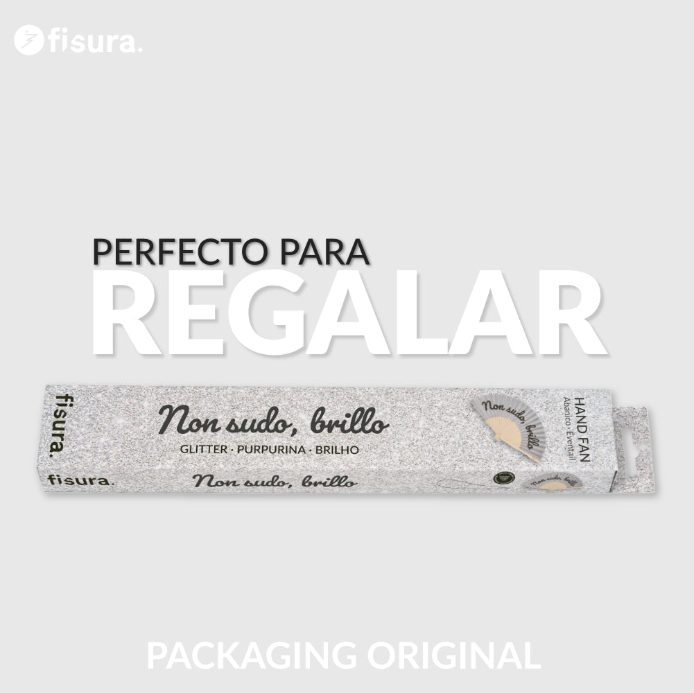 Abanico “Non sudo, brillo” purpurina