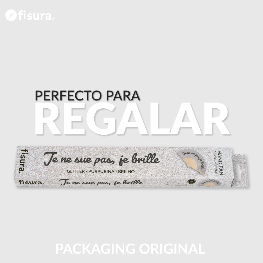 Abanico “Je ne sue pas, je brille” purpurina