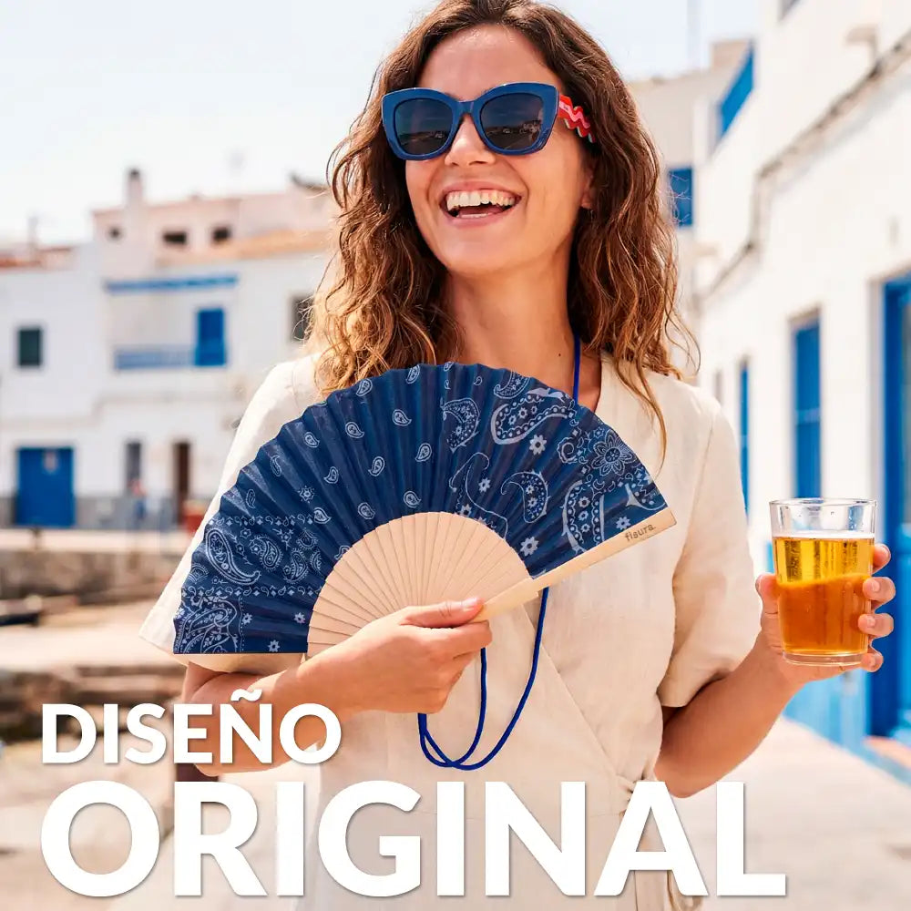 Abanico “Paisley” azul