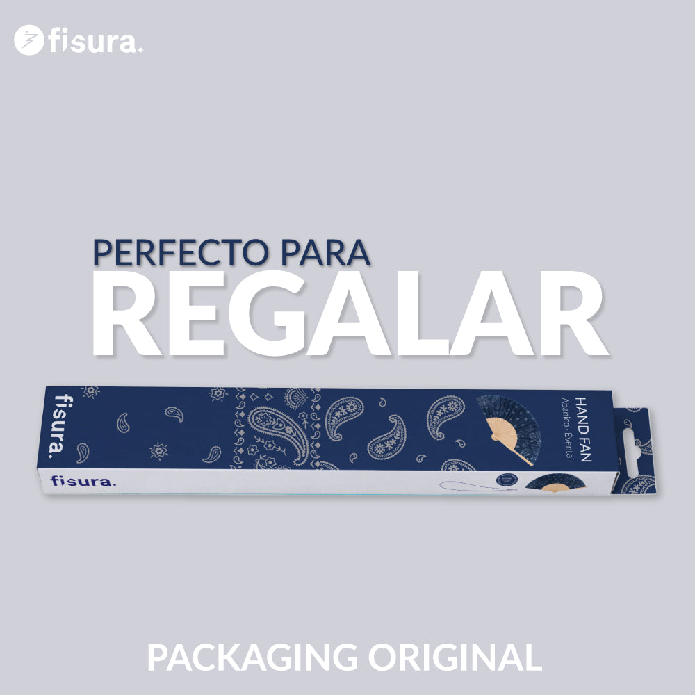 Abanico “Paisley” azul