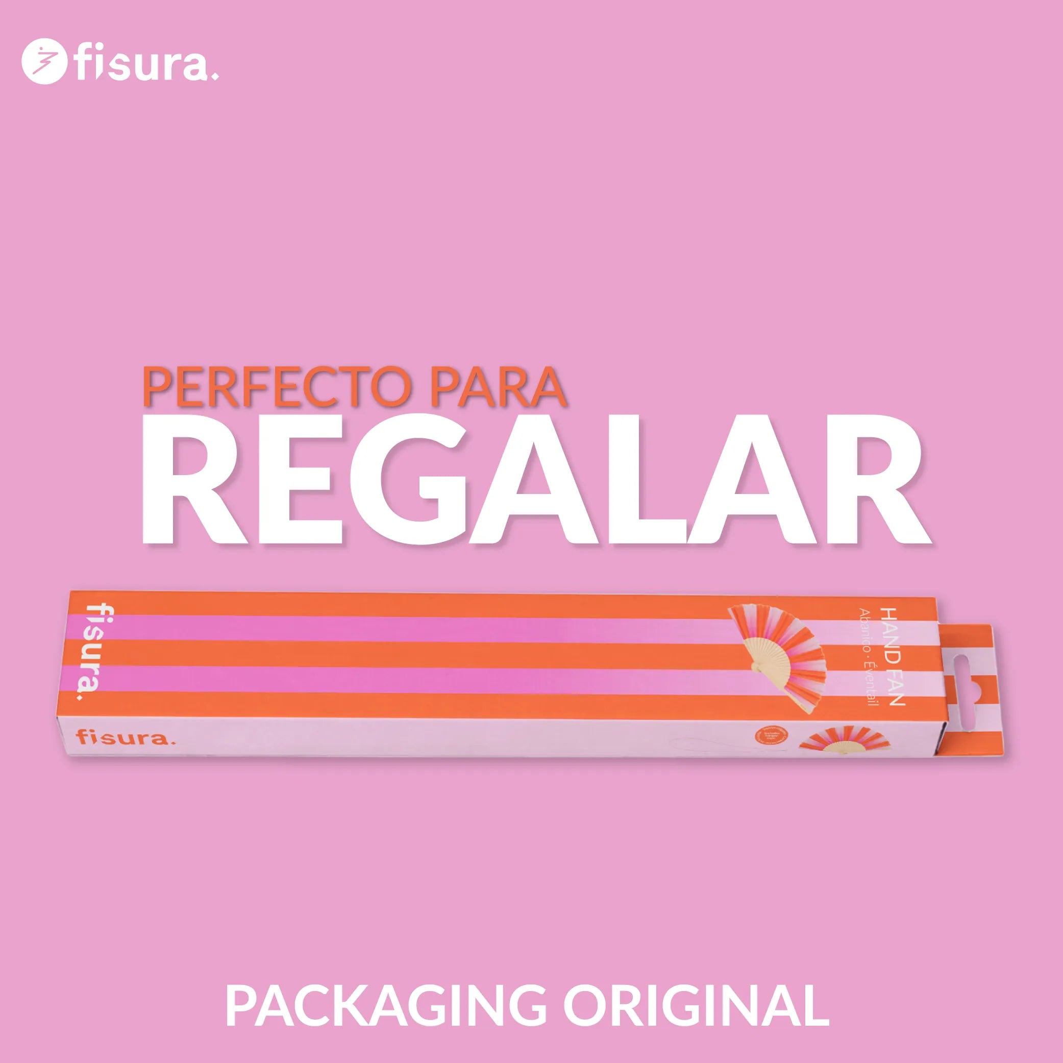 Abanico “Rayas” rosa y naranja