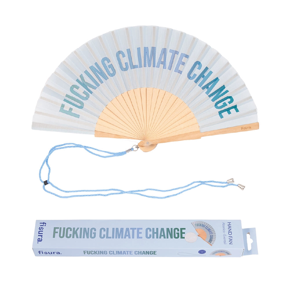 Abanico “Fucking climate change” azul