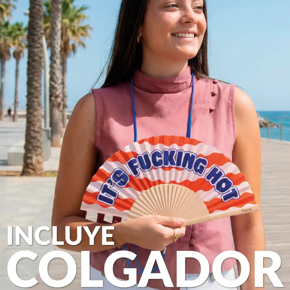 Abanico “It’s fucking hot” ondas rojas