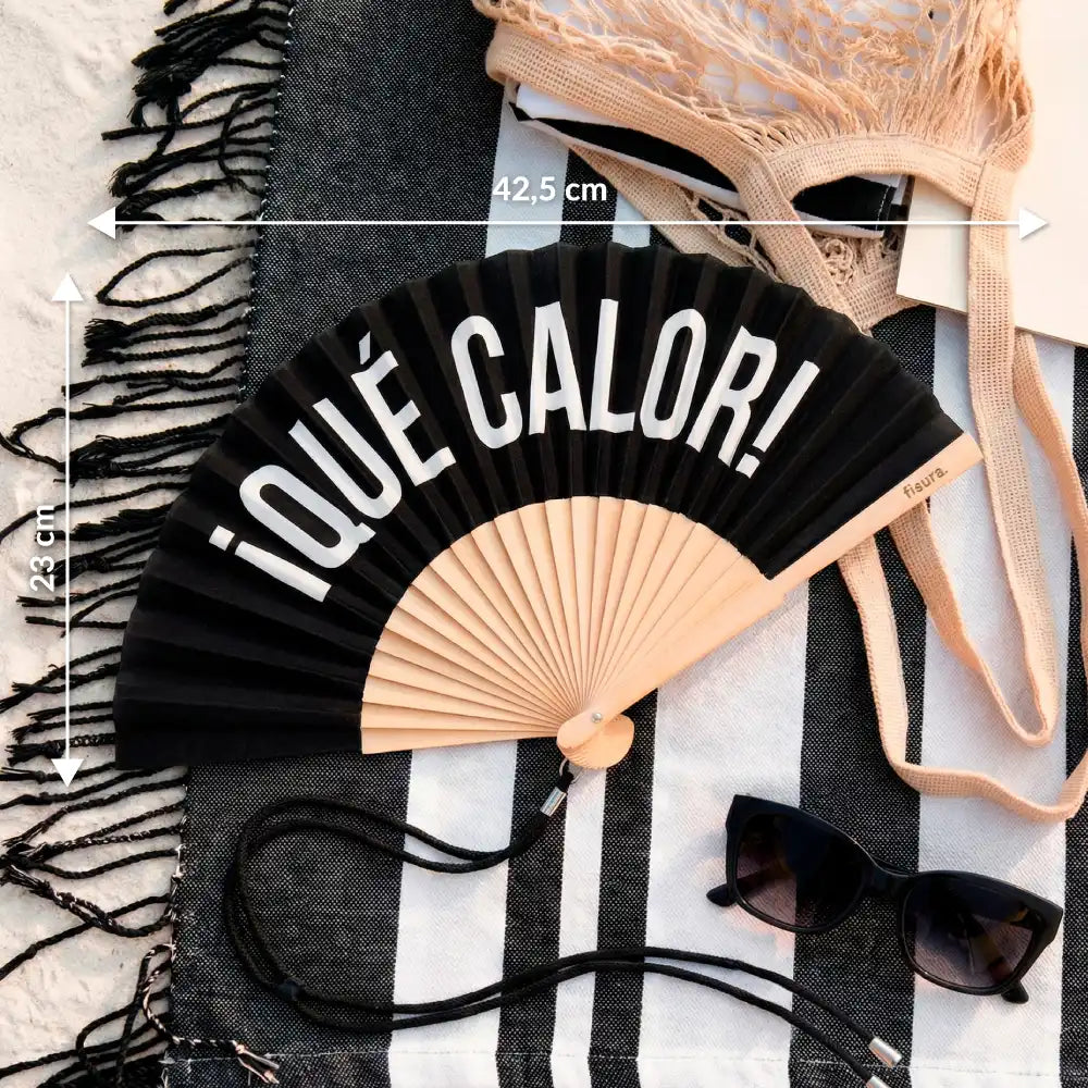 Abanico “Qué calor” negro