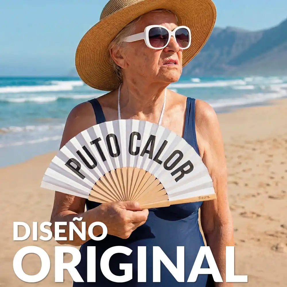 Abanico “Puto calor” blanco