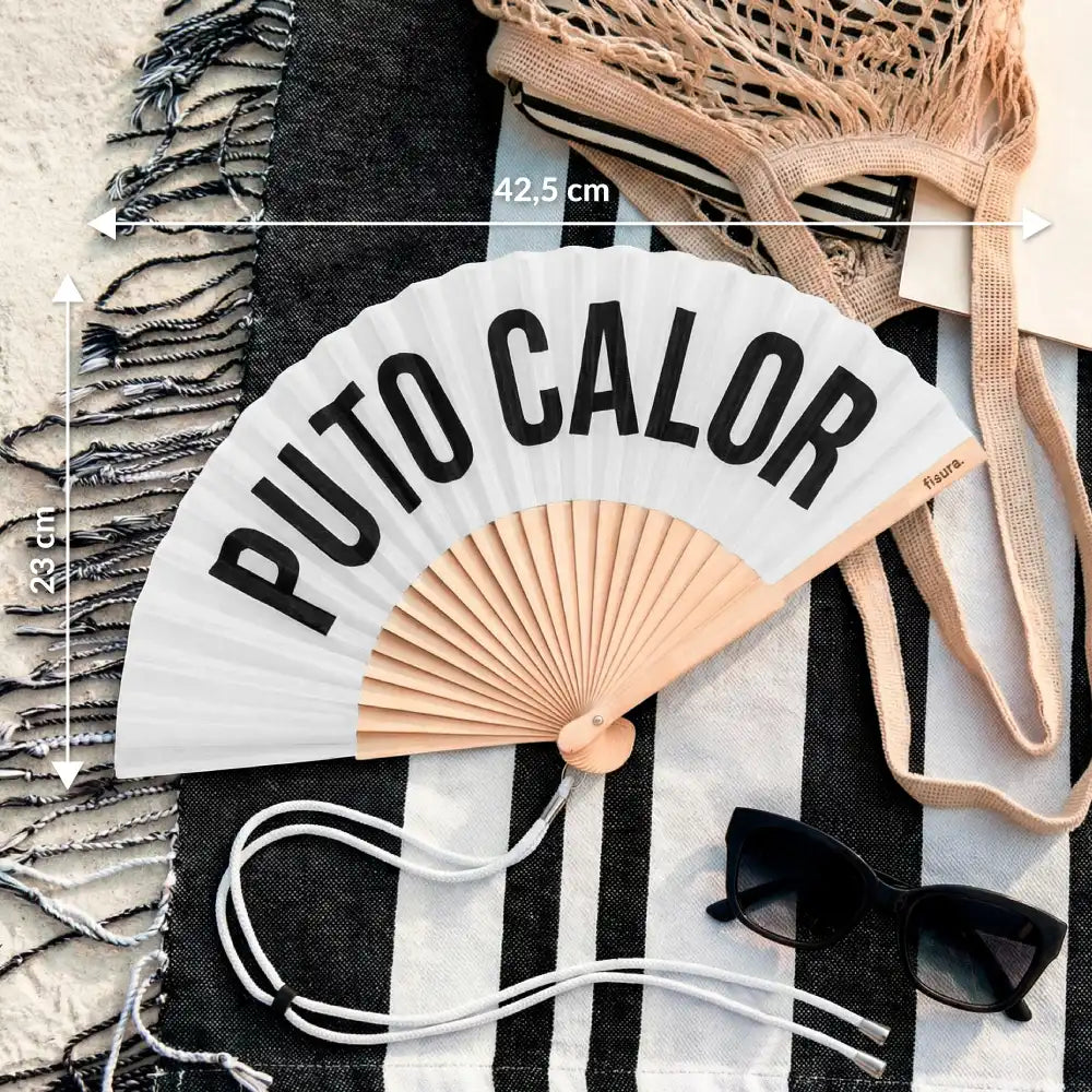 Abanico “Puto calor” blanco