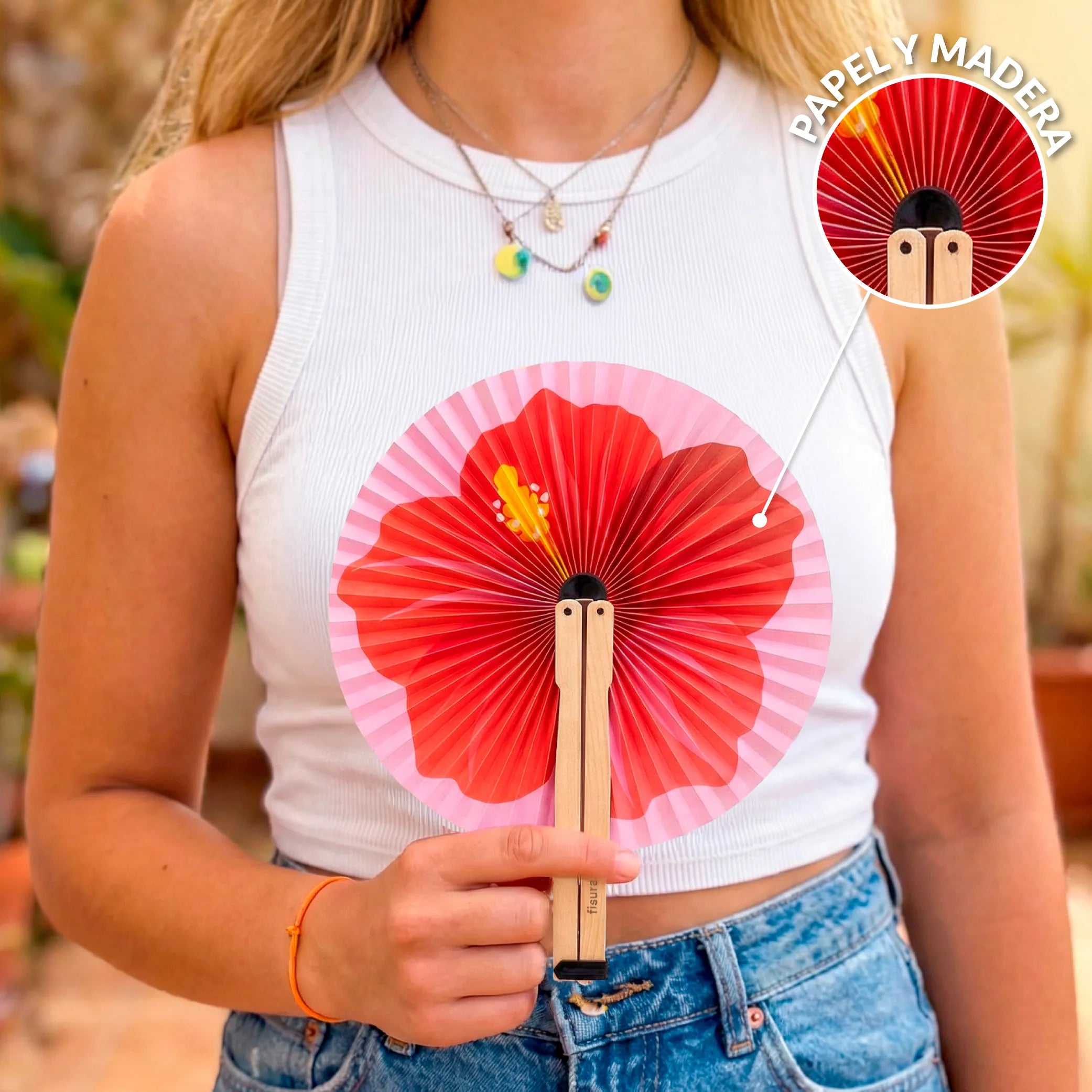 Handfächer Pai Pai „Flor hawaina“