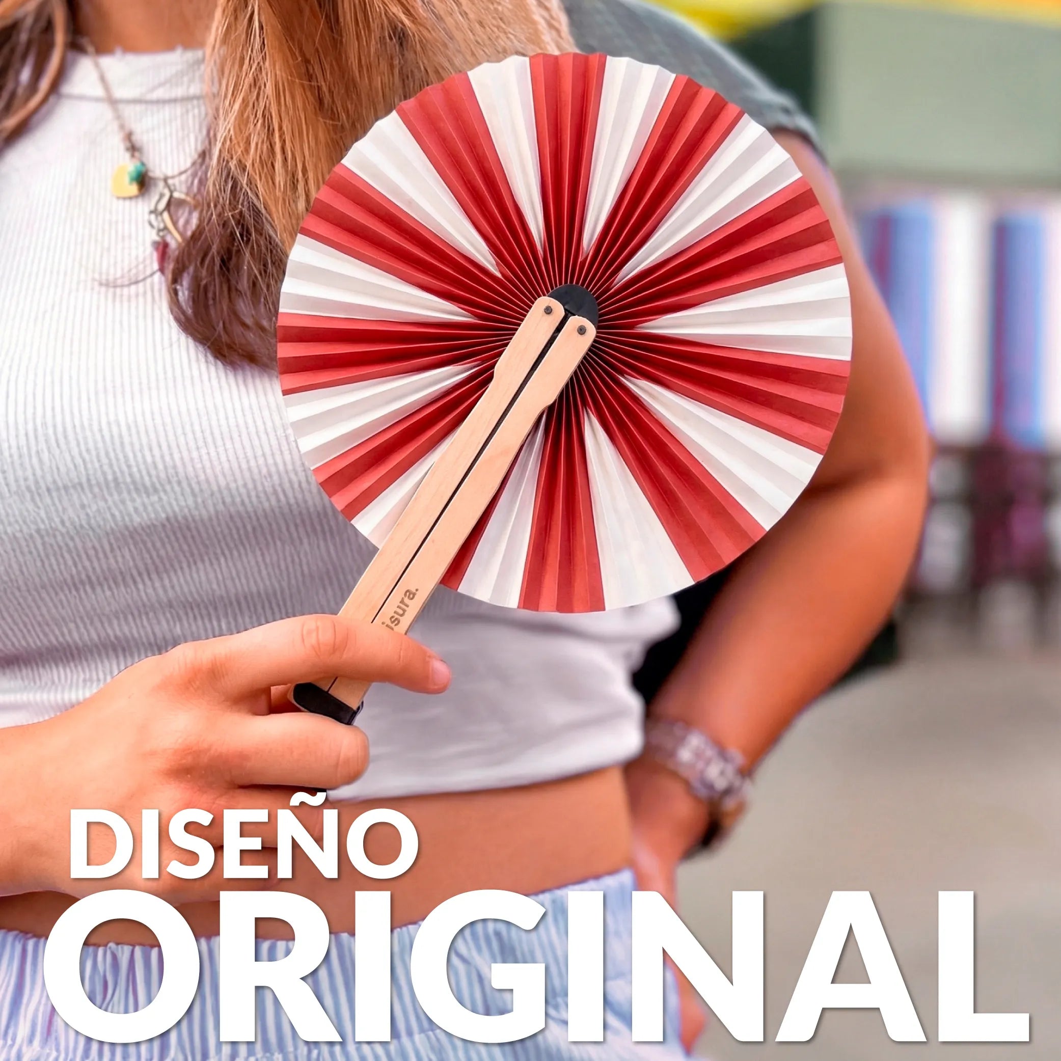 Handfächer Pai Pai „Rayas rojas“