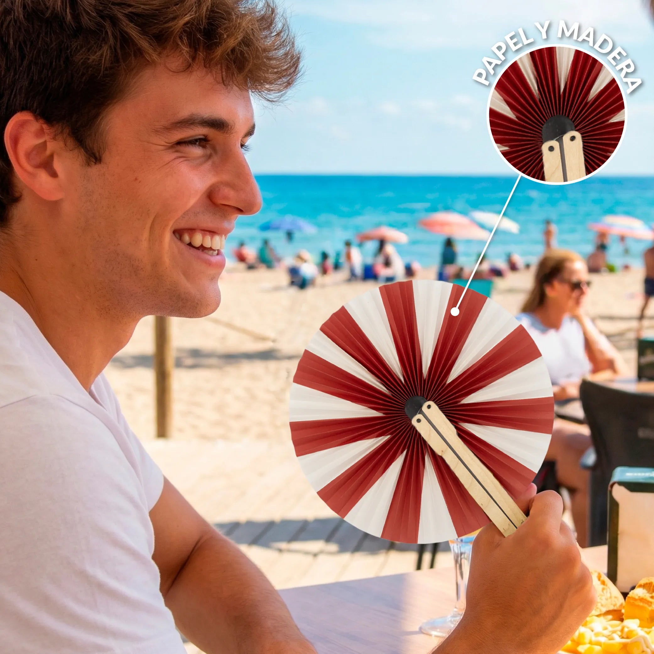 Handfächer Pai Pai „Rayas rojas“