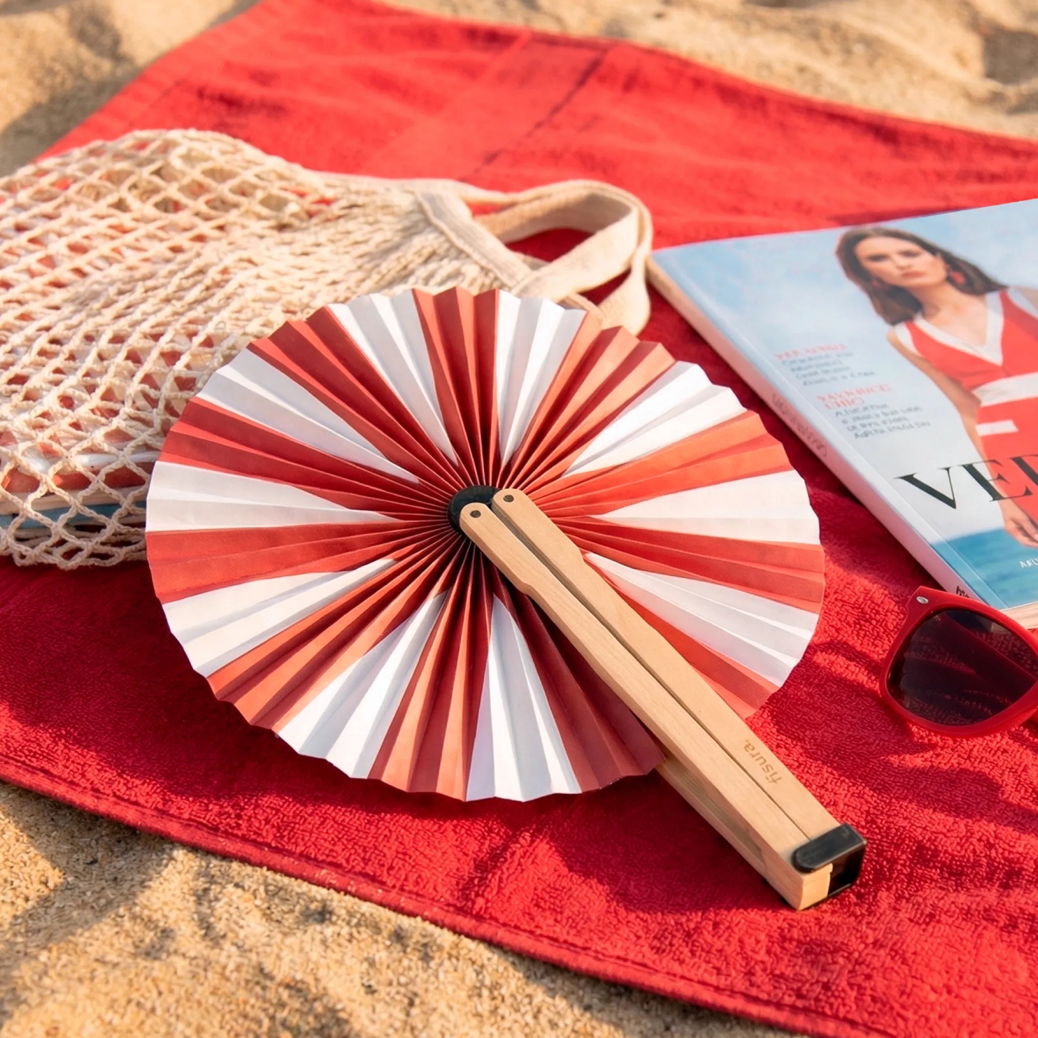 Handfächer Pai Pai „Rayas rojas“