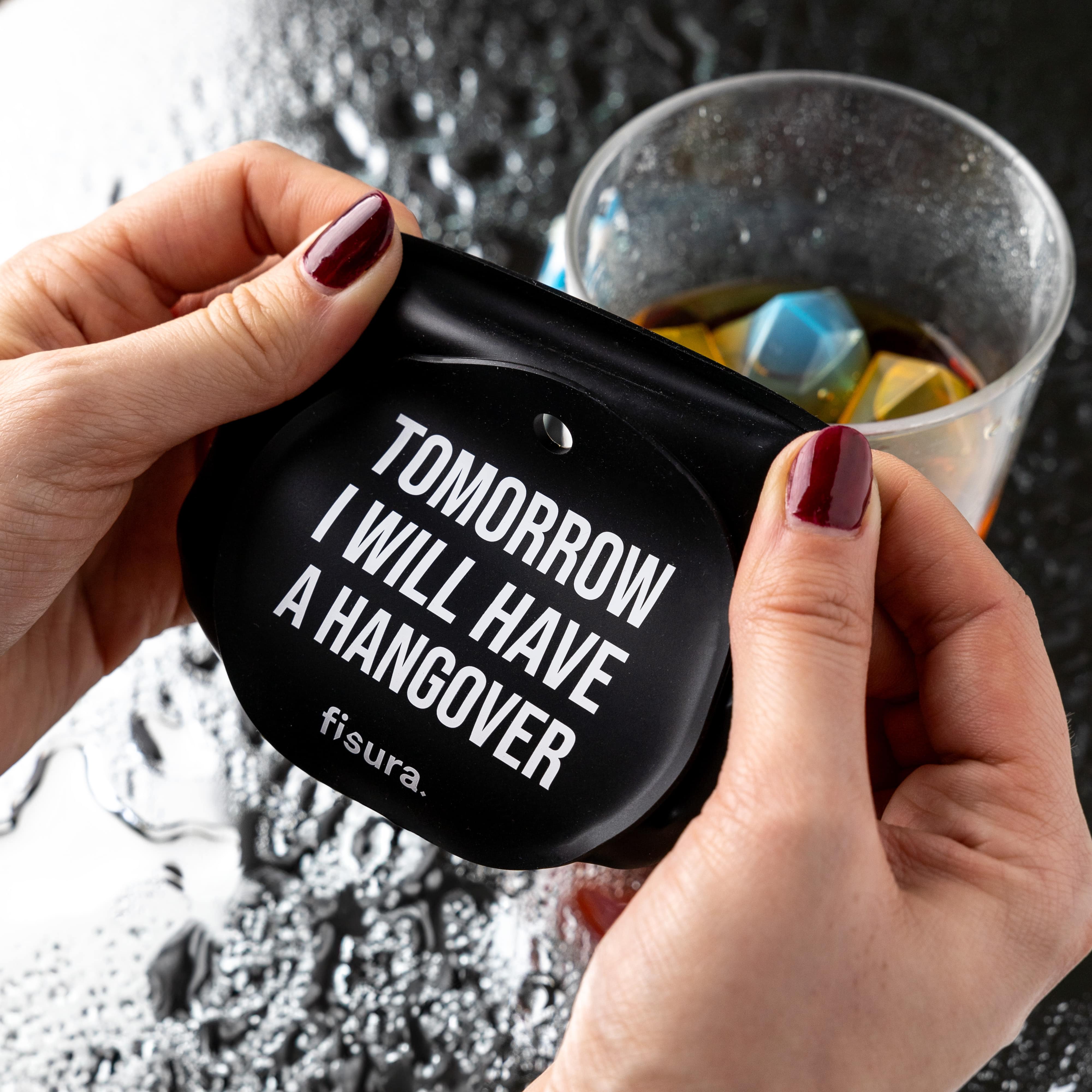 Tapa vasos antidroga “Tomorrow I will have a hangover” 3 unidades